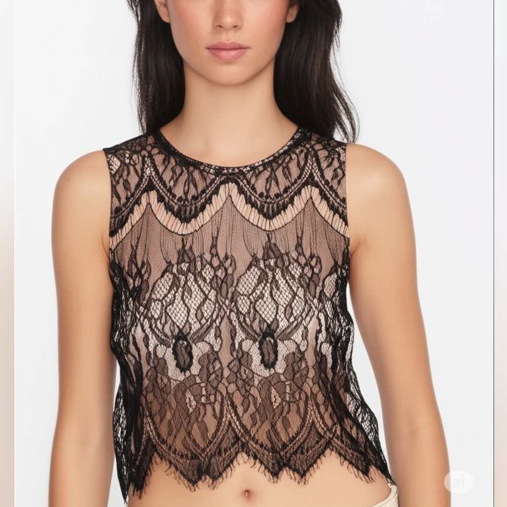 Express black lace crop top